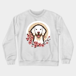 Curly-Coated Retriever Welcomes Spring with Cherry Blossoms Crewneck Sweatshirt